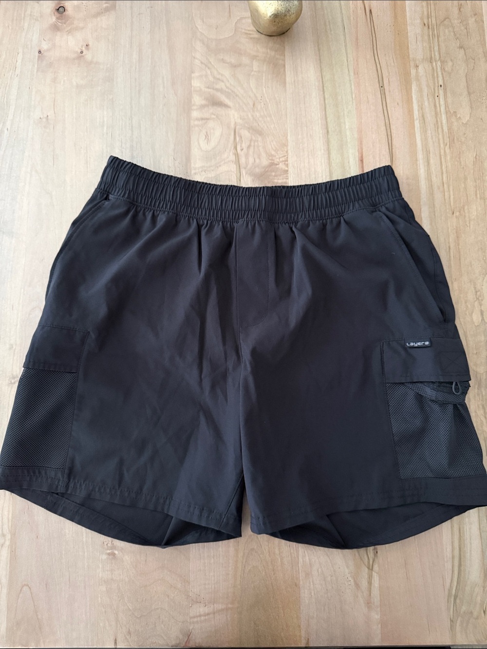Layer 8 Black Men's Hybrid Athletic Cargo Shorts